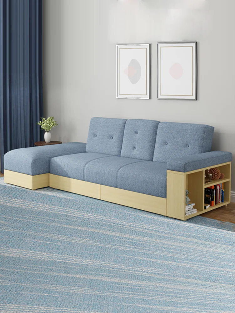 Latex sofa, small apartment Nordic leave-in technology cloth folding dual-purpose multi-functional Japanese-style