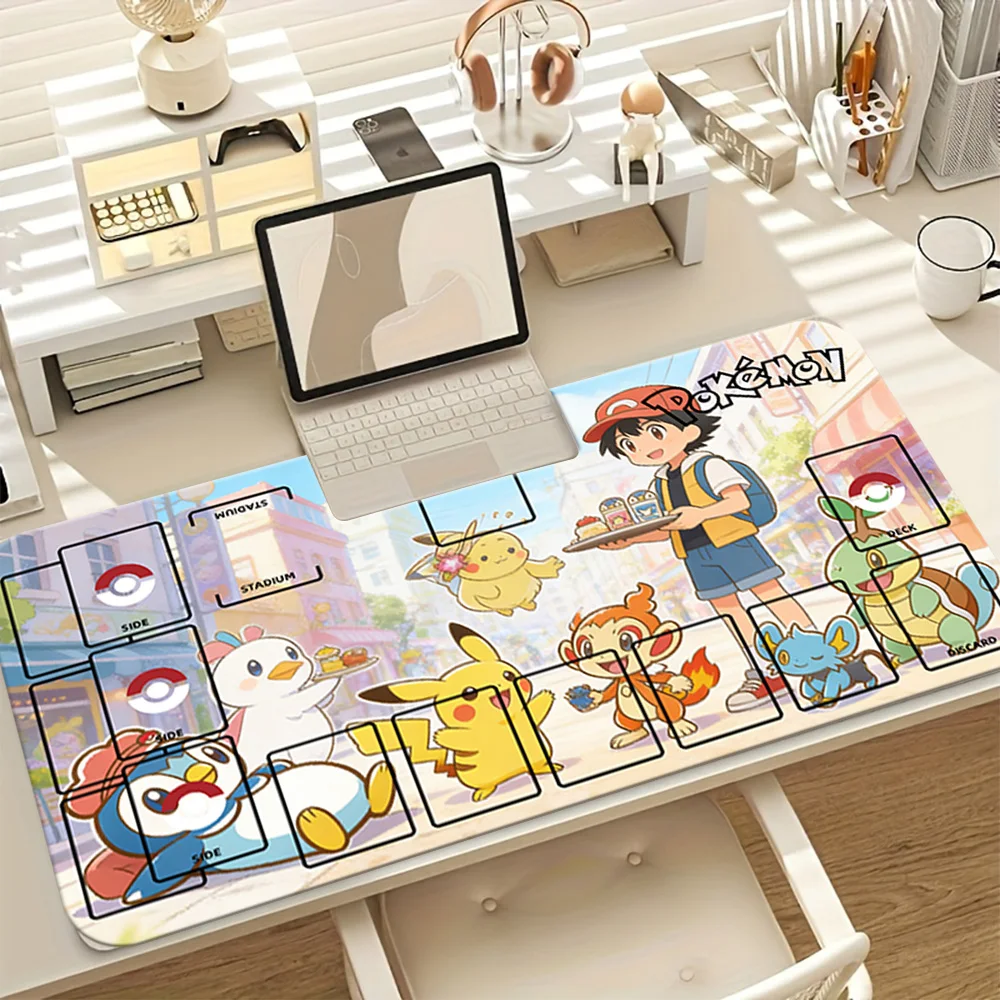 Ash Ketchum Pikachu Pokemon Street Cafe TCG Playmat Large Extended Gaming Mouse Pad