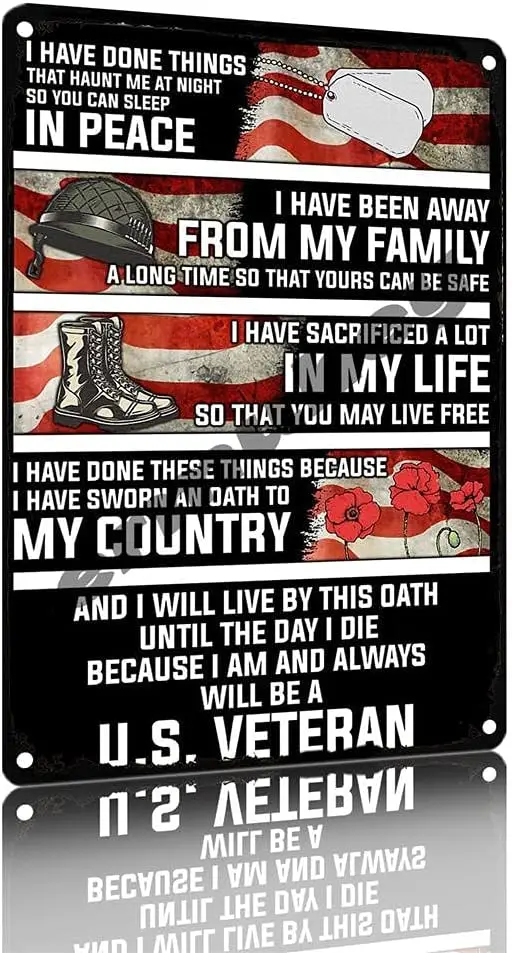 I Have Done Things That Haunt Me at Night U.S Veteran Tin Sign Vintage Retro Poster Style Home Decoration Bookshelf Decoration I