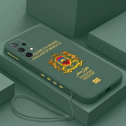 Morocco Passport Case For Samsung A73 A72 A71 A54 A53 A52 A51 A25 A24 A23 A15 A14 A13 A05S A04 A03 4G 5G Cover With Hand Strap