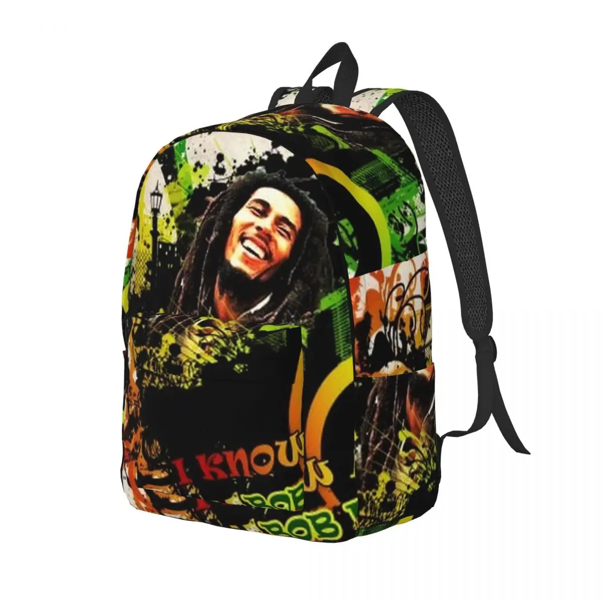 Funny Bob Marley Student Backpack School Bag Hiking Travel Daypack for Men Women Bookbag Shoulder Bags