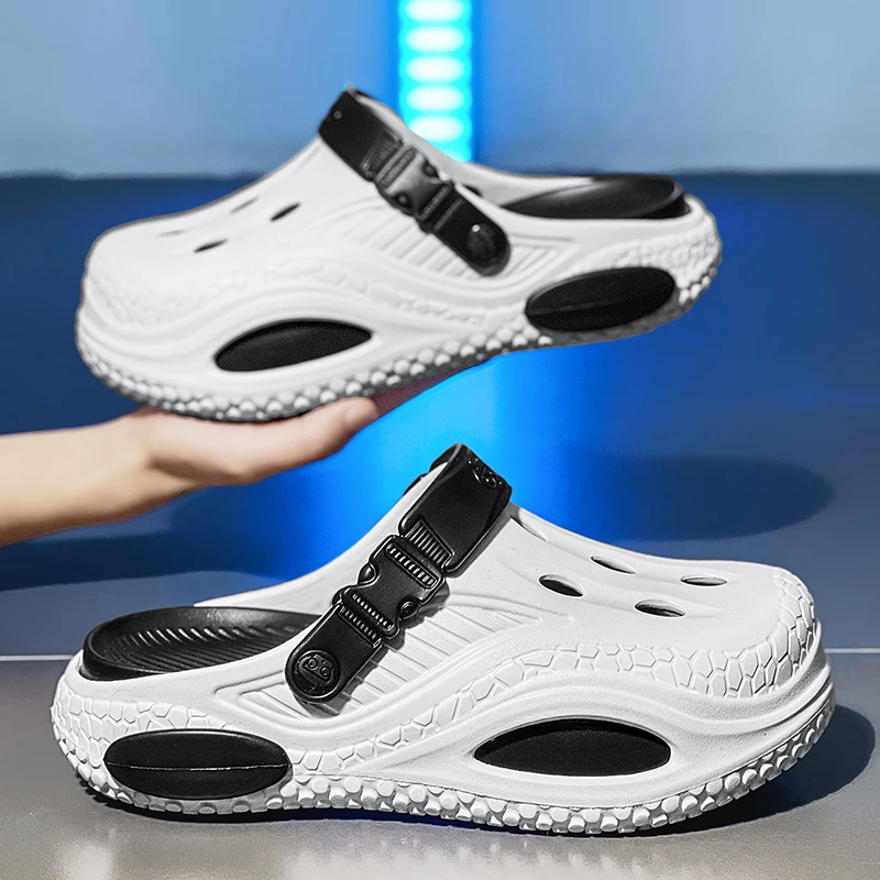 Summer breathable fashionable men's and women's slippers thick soled perforated shoes outdoor sports and leisure beach shoes 48