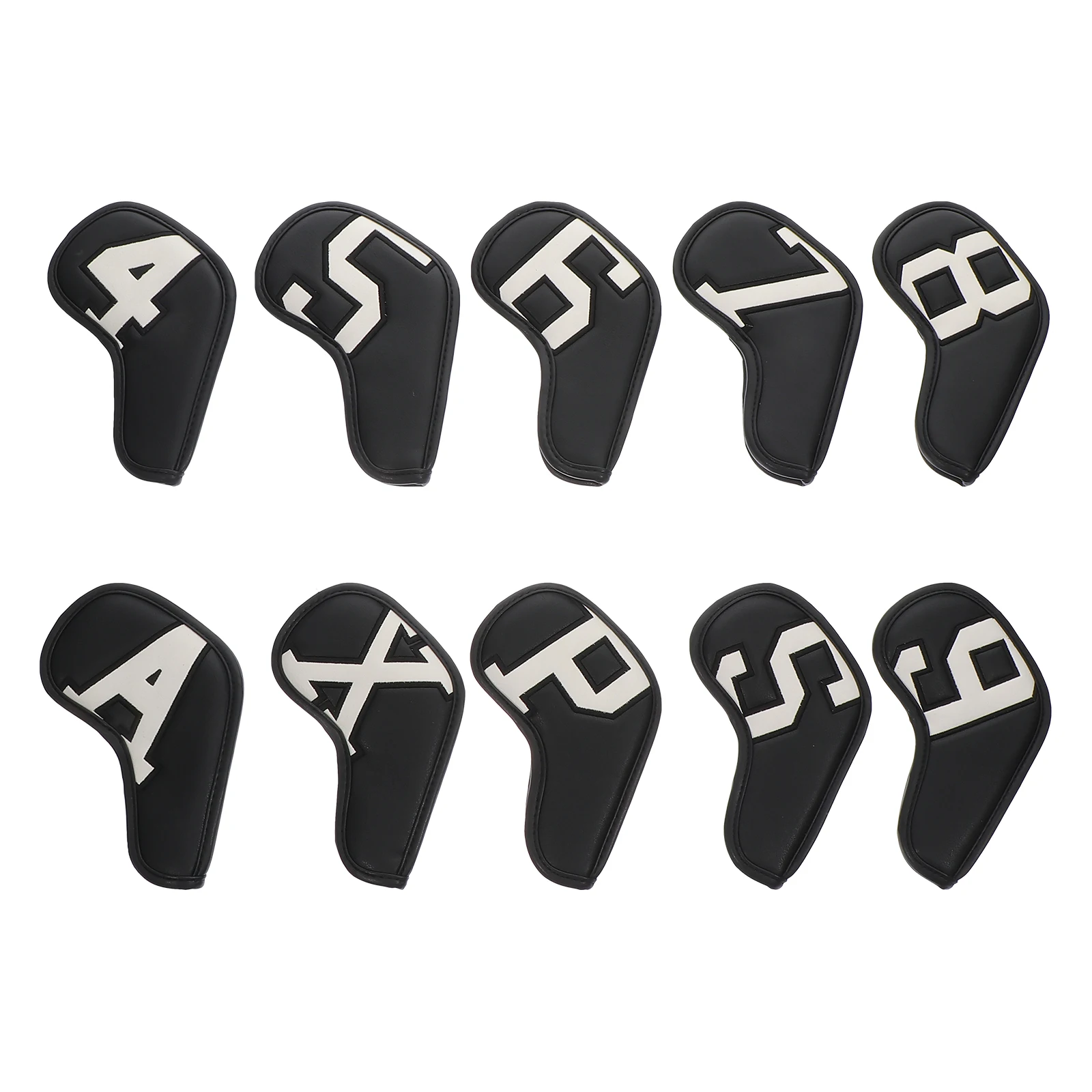 

10 Pcs Golf Club Head Covers Universal PU Putter Sleeve Protective Sports Supplies Double Sided Vibration