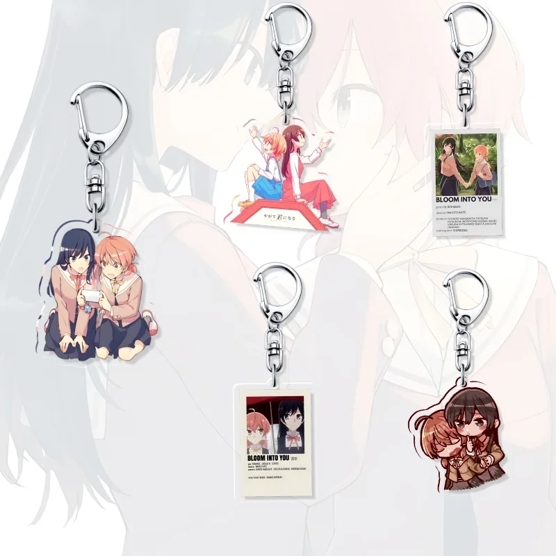 Bloom Into You Anime Keychain Acrylic Stand Yuu Touko Yuri Desktop Decor Gift Girls Fans  Ideal Gift Related Products Key Chain