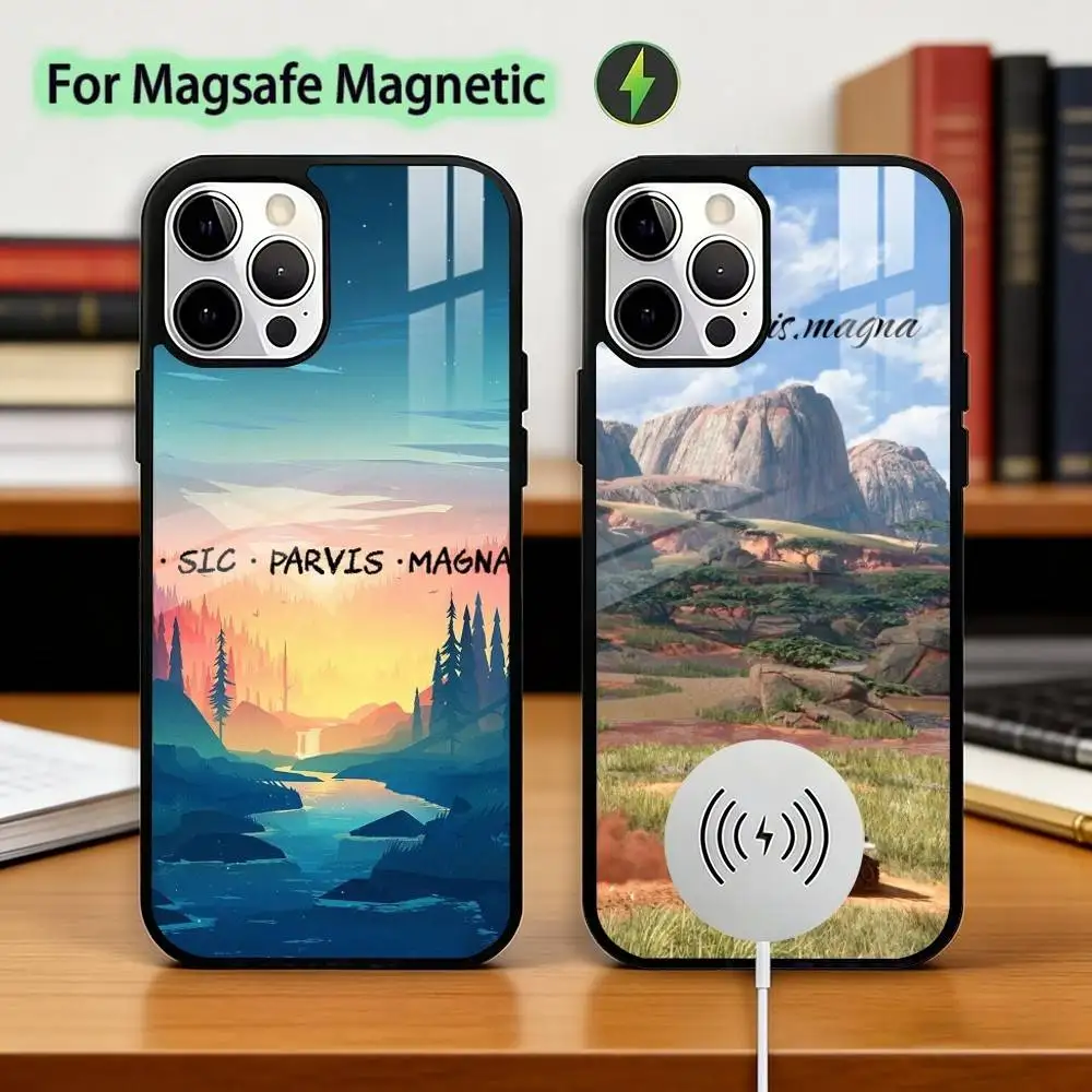 

S-Sic Parvis Magna Uncharted Phone Case For iPhone17,16,15,14,13,12,11 Plus,Pro Magnetic For Magsafe Wireless Charging
