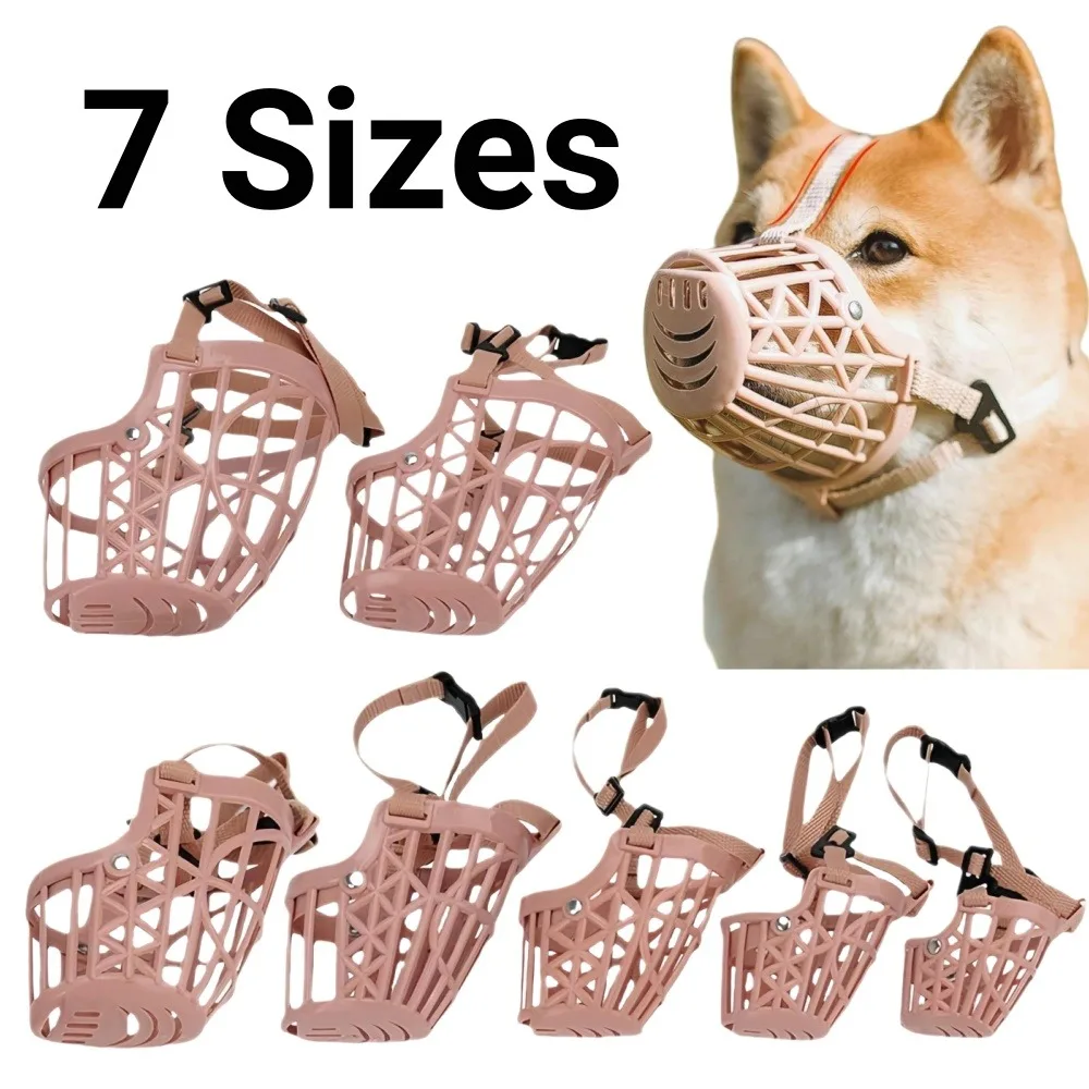 Bozales ajustables para perros, máscara antiladridos de plástico segura y transpirable para mascotas, entrenamiento antimordeduras para exteriores, cubierta bucal para perros, accesorios para perros
