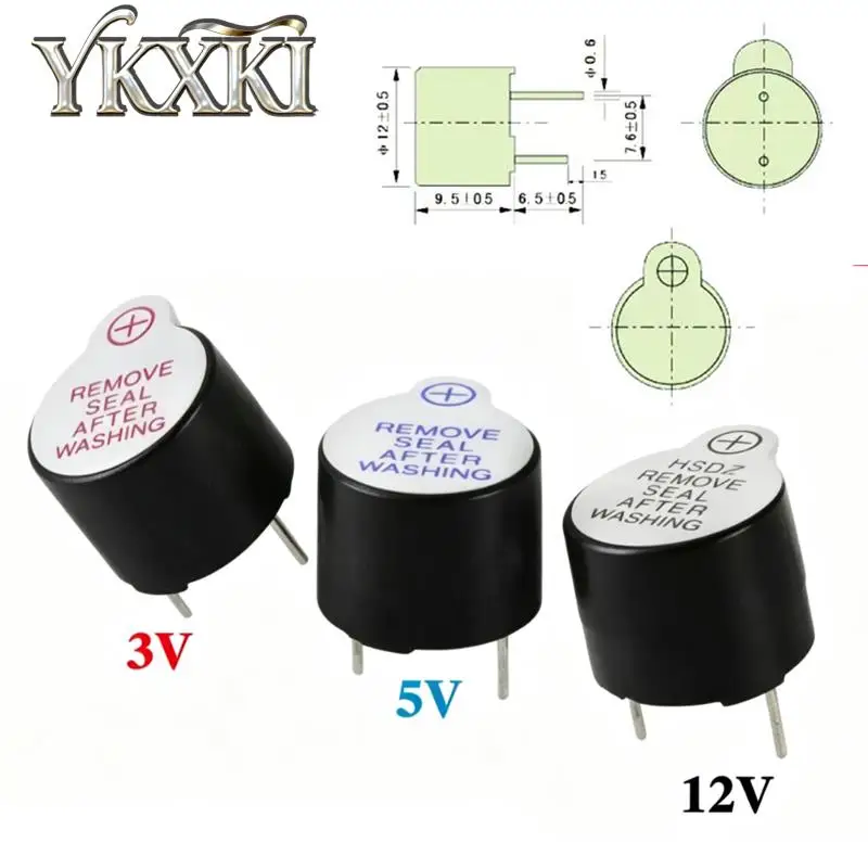 10pcs/lot TMB12A03 TMB12A05 TMB12A12 Active buzzer 3V/5V/12V Active Buzzer Magnetic Long Continous Beep Tone 12095 12*9.5mm