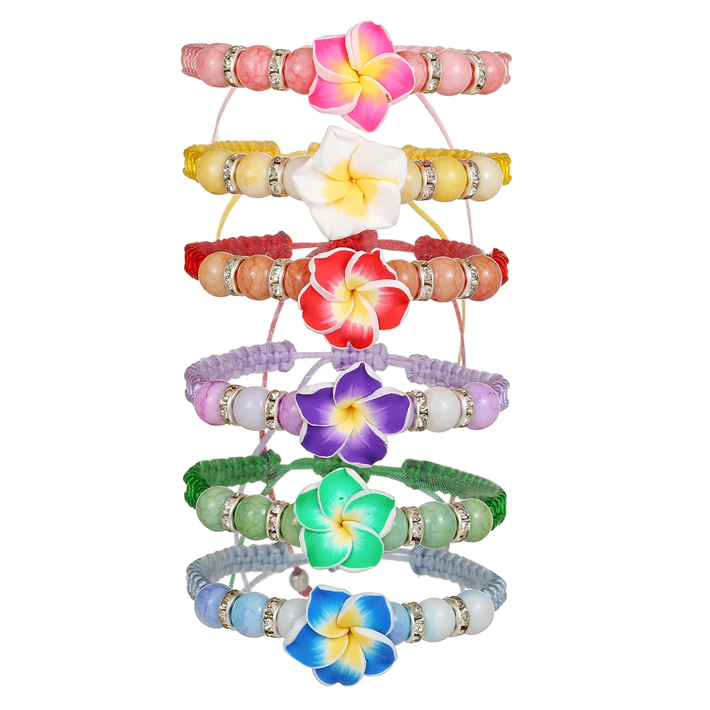 NADEEM Bohemian Multicolored Flower Strand Bracelets Set for Women Trendy Handmade Weave Charm Bracelet Accessories Jewelry Gift