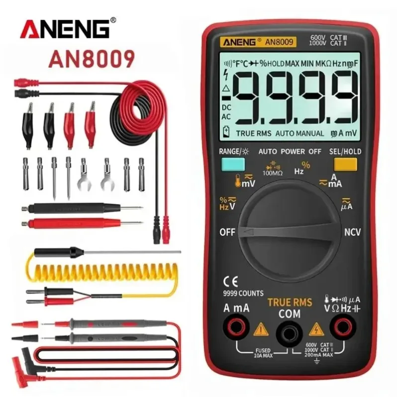 

ANENG AN8009 digital multimeter, automotive capacitance meter, temperature diode transistor tester, capacitance tester