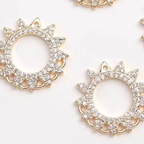 

2 шт. аксессуар ручной работы своими руками: медное соединительное кольцо из настоящего золота и слегка инкрустированное цирконом в форме солнца