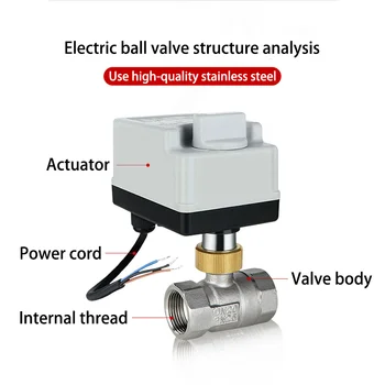 附手動不鏽鋼電動球閥執行器,交流220V,三線兩控,雙內螺紋三通,DN15~DN50 10 最佳銷售 電動閥 - №3