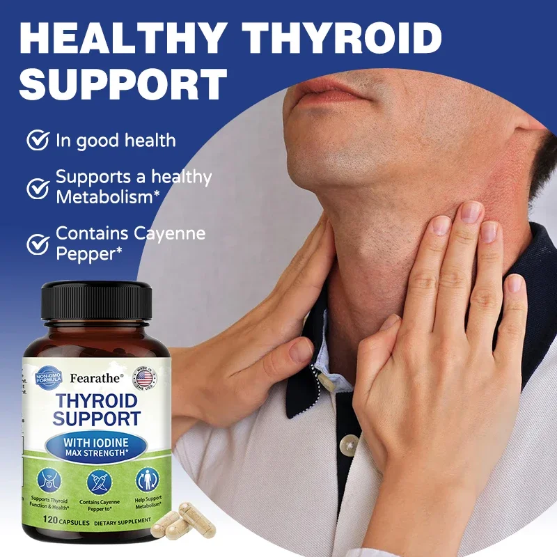 Maximum Strength Iodine Capsules - Thyroid Support Supplement, Helps Metabolism, For Thyroid Function and Health