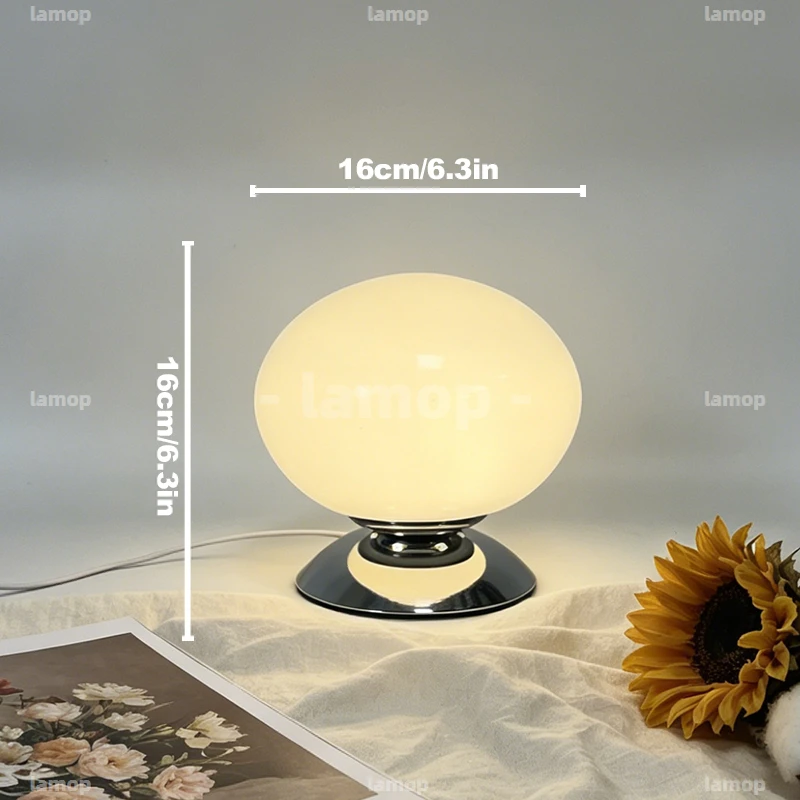 Glass Elliptical‑Oval Shade Table Lamp Pastoral‑Dreamy 3 Tone Soft Aura Bedside Study Vanity Shelf Decor