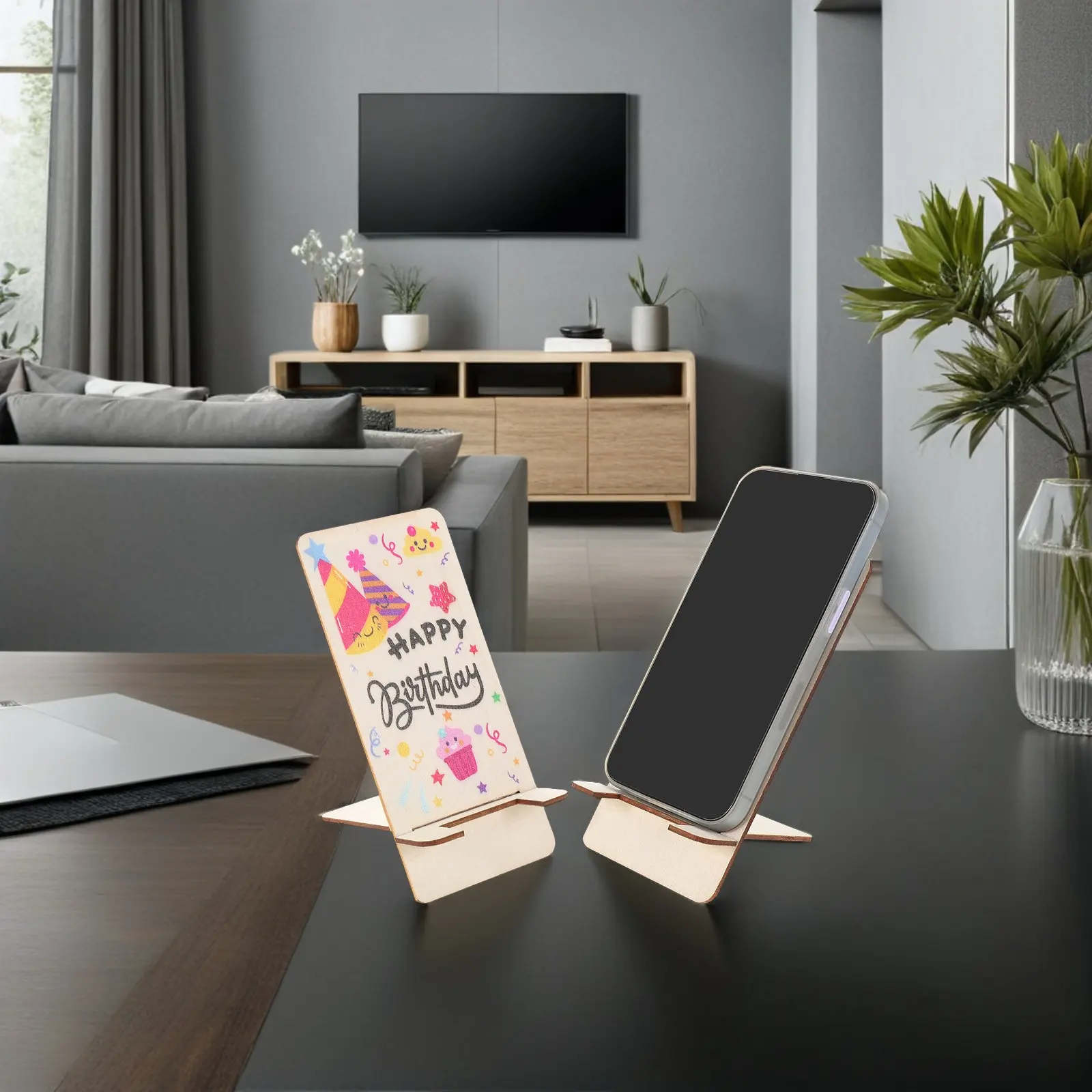 10Pcs Wooden Phone Rack Smooth Handpolished Splinterfree Desk Stand for Tablets Portable Office Home Birthday