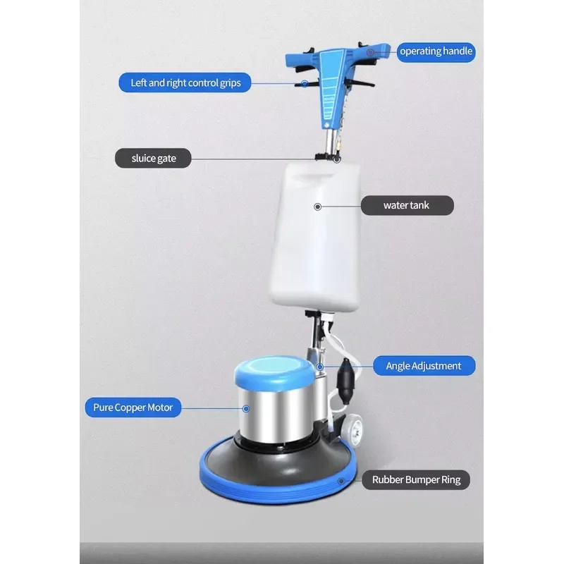 175 rpm Single Disc Floor Scrubber Industrial Carpet Cushioning Cleaning Equipment Polisher with 17 Inch Brush