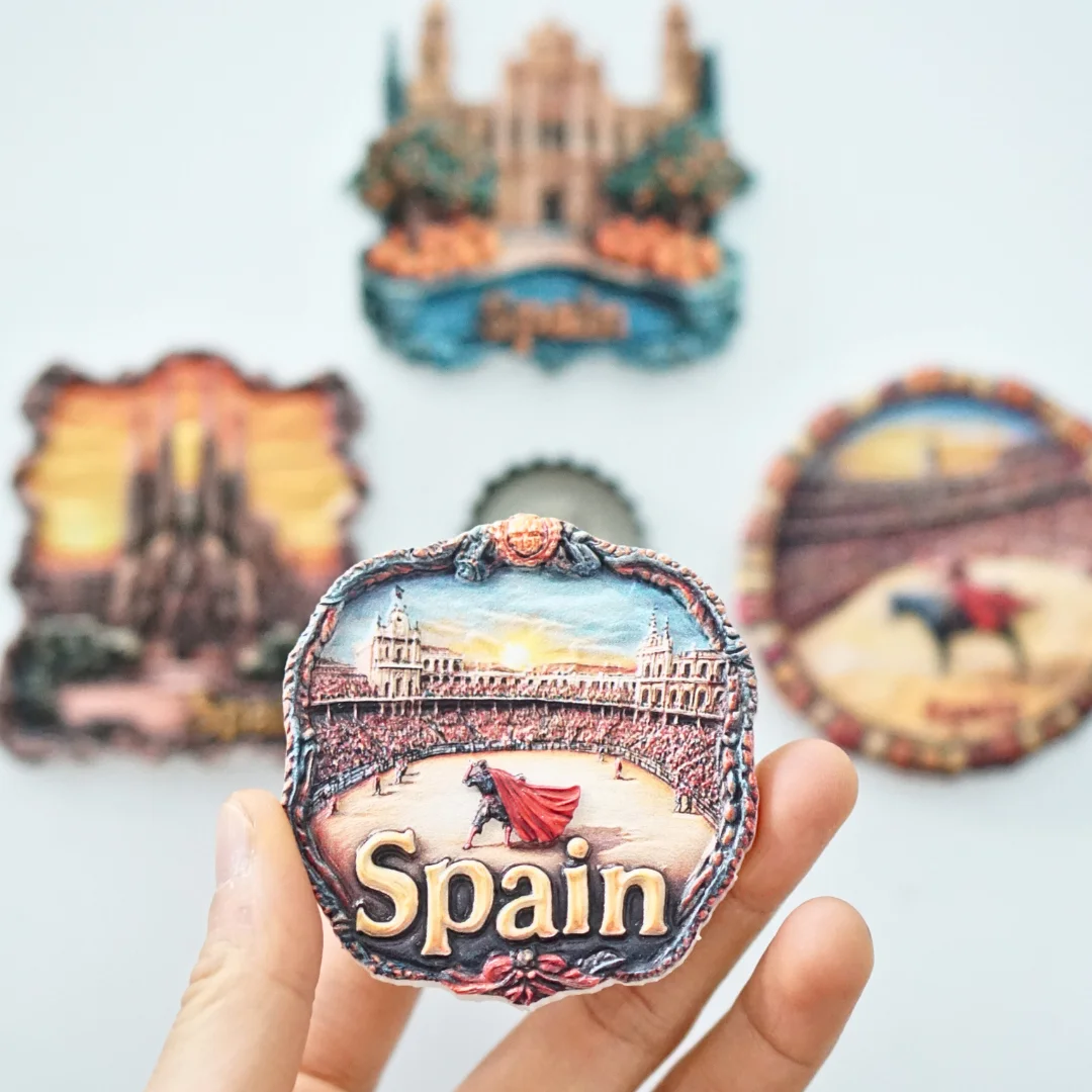 

1PC, Spain Scenery Fridge Magnets, Spain Featured Fridge Magnets, Colorful Fridge Magnets, Spain Plaza Scenery Fridge Magnets, S
