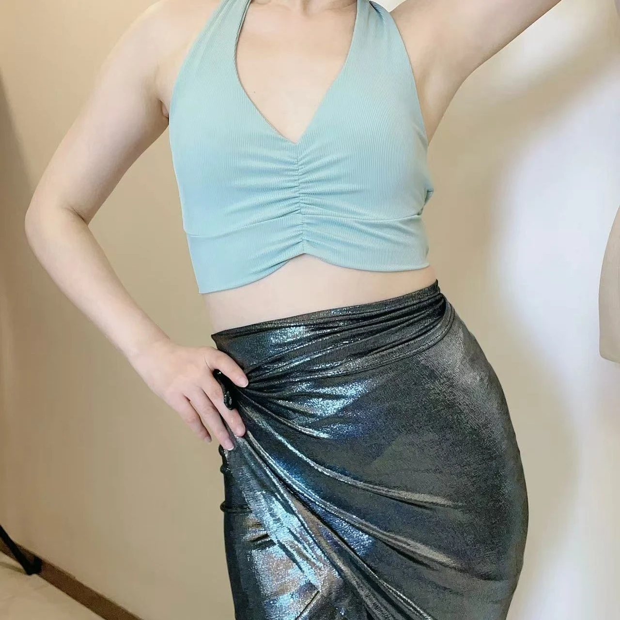 Vêtements de danse latine d'été pour femmes, hauts à col licou, chemisier dos nu, hauts de Sport de Yoga, vêtements professionnels de pratique latine DNV24351