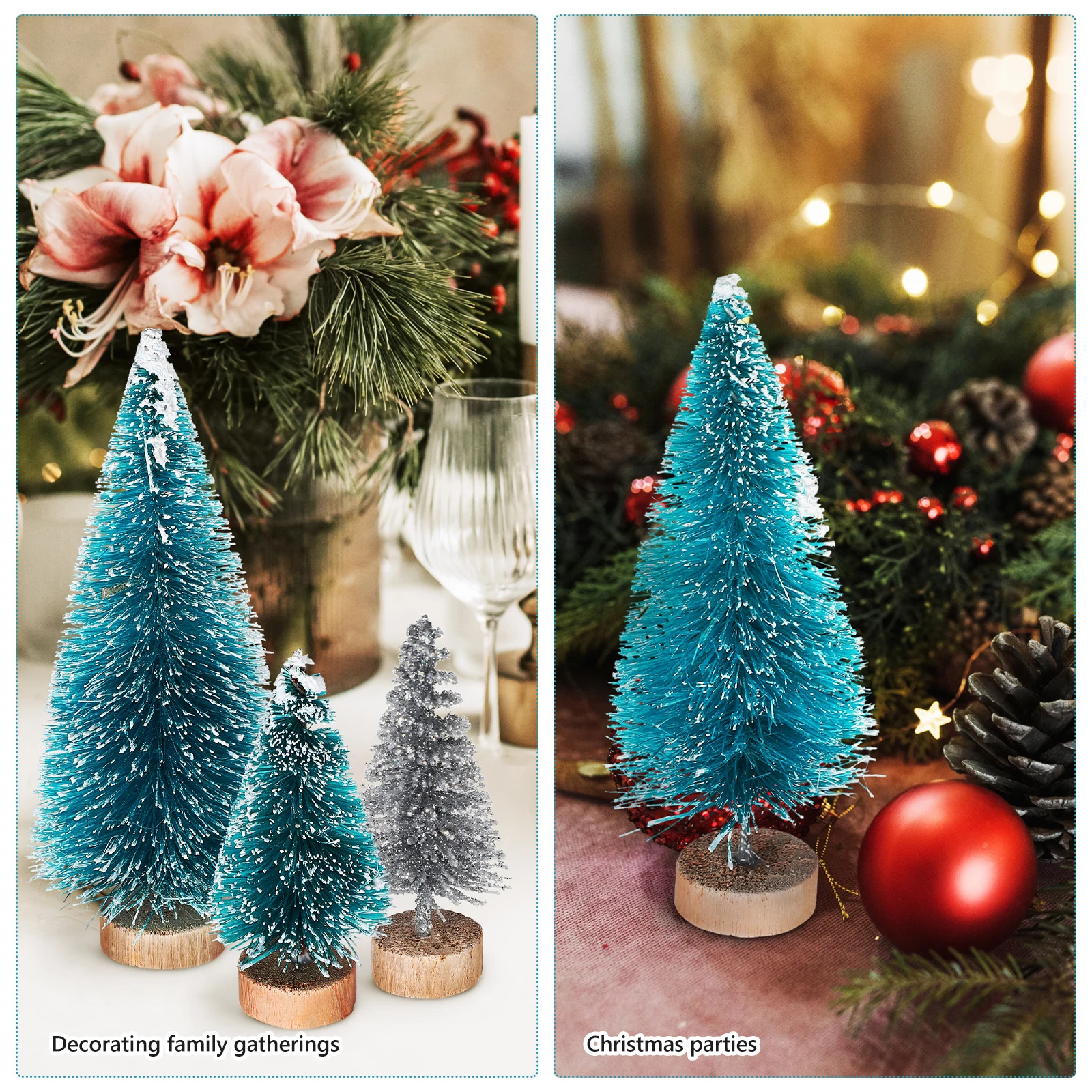 

28pcs Mini Christmas 28Cm Small Xmas Decor Bottle Brush Trees Desktop Artificial Tree Festive Home Party Decoration Plastic Xmas