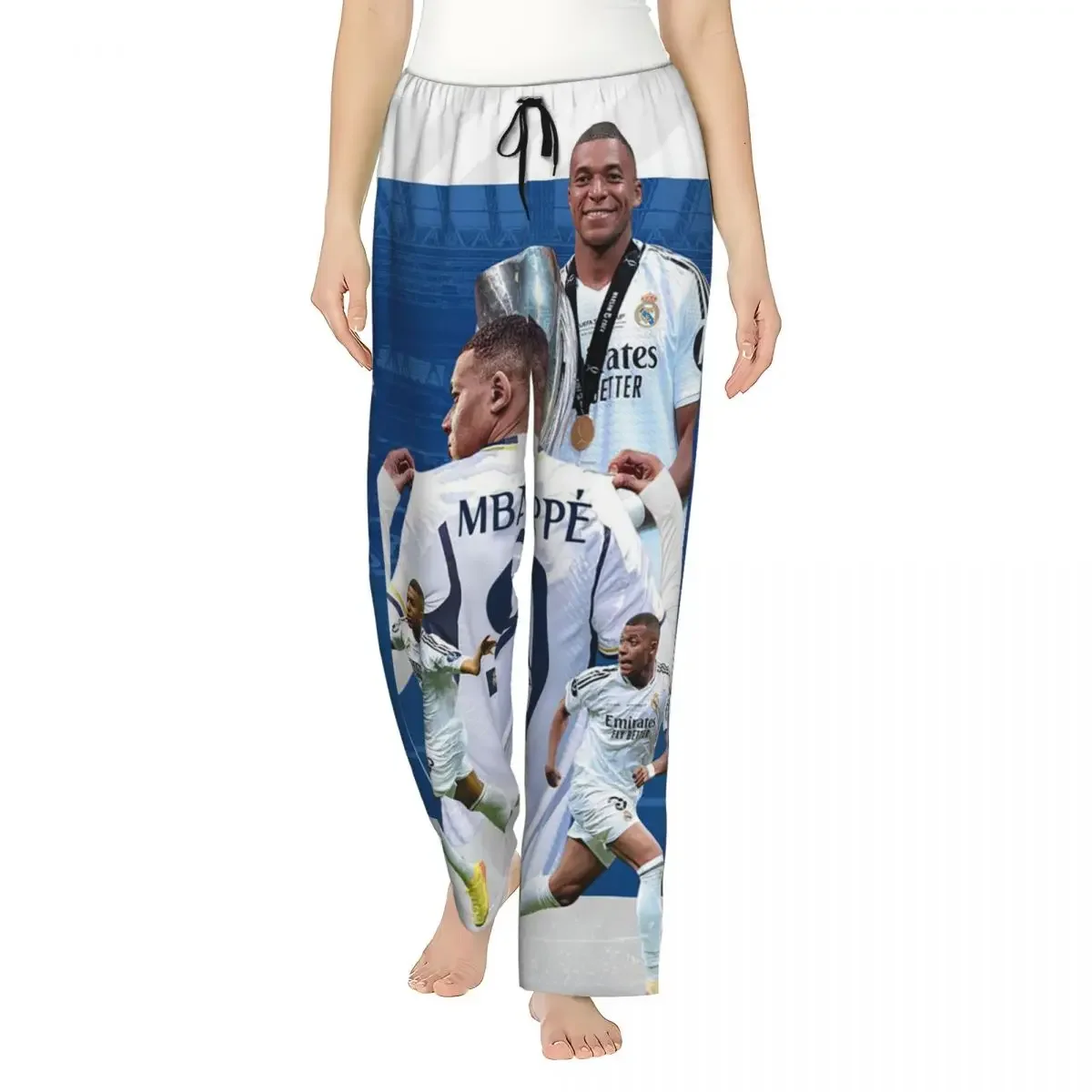 Custom Football KM Mbappe Soccer Women Pajama Pants Lounge Sleep Sleepwear Bottoms with Pockets