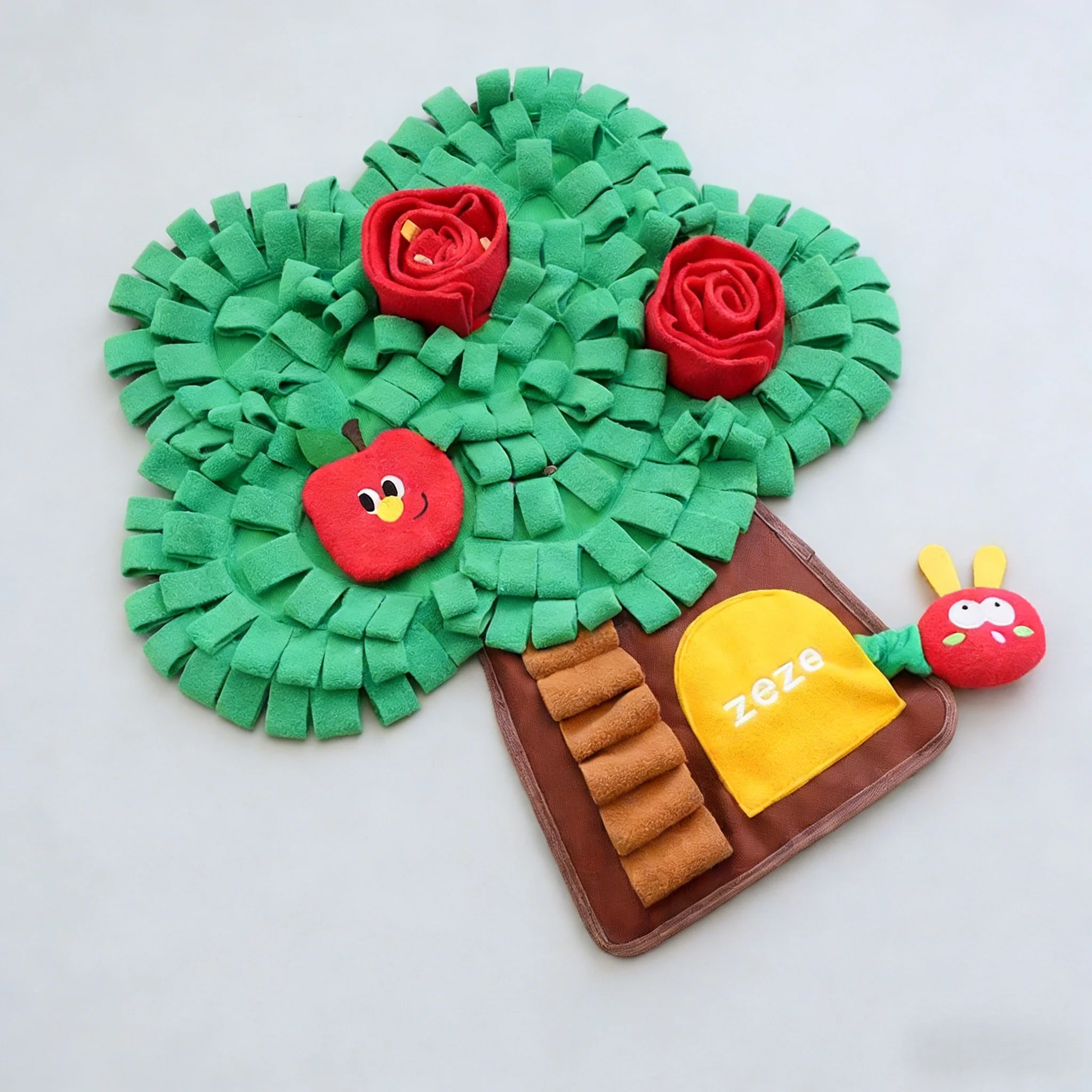 

Apple Tree Dog Sniffing Mat Hidden Food Washable Felt Pet Sniffing Pad Foldable Dog Slow Feeding Mat Toy Dog Training Snuff Mat