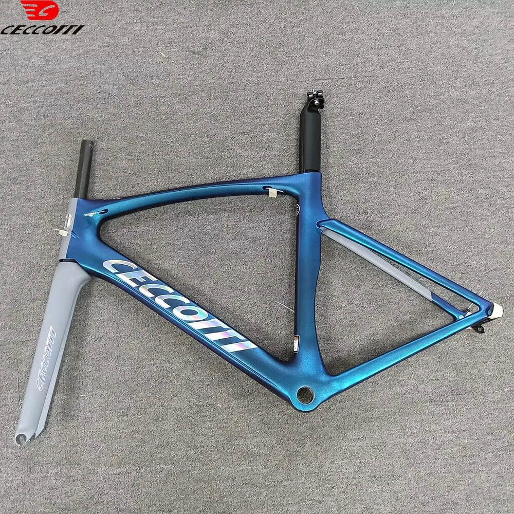 Ceccotti Factory Road Bike Frame fit Max 700*28C tires V Brake Bicycle Frameset available   DIY color  Carbon Frame