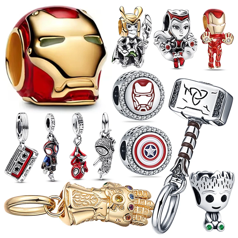 

Marvel Series The Avengers Lron Man Helmet Plata De Ley 925 Silver Hot Charms Beads Original Womens Bracelets DIY Jewelry Gifts