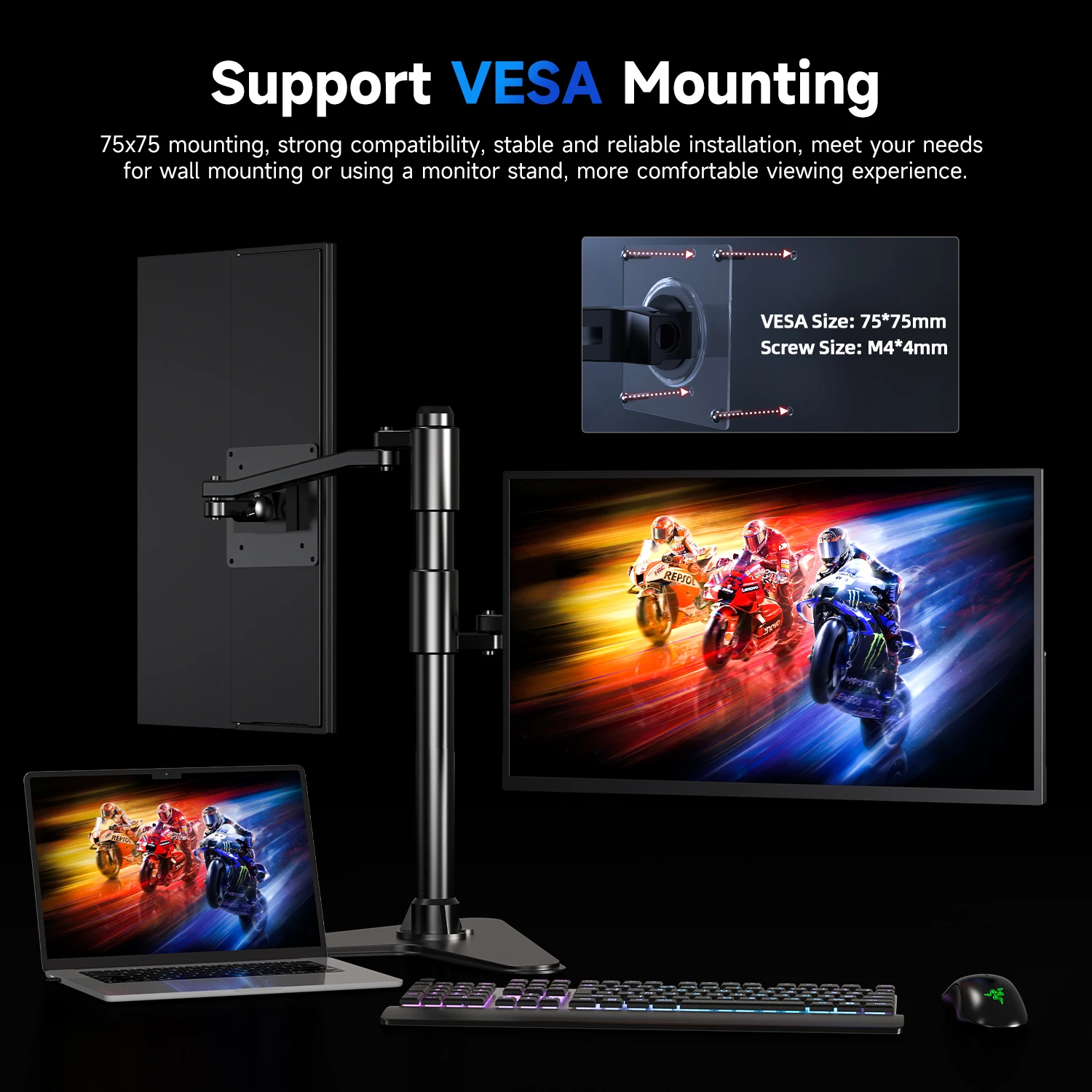 Cdisplay 2K Portable Monitor 22inch 2560*1440P IPS Gaming Display Screen for Laptop PC Phone PS4 Xbox Switch External Monitors