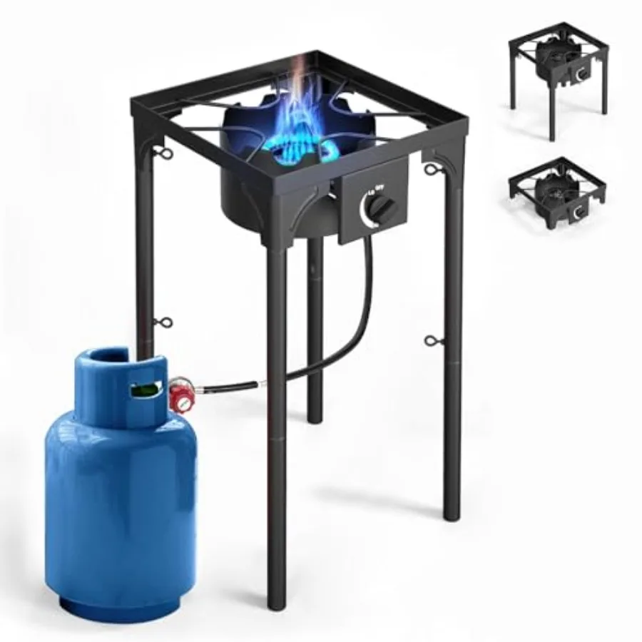 

75000 BTU HighPressure HeavyDuty Single Burner Propane or LPG Gas Stove for Outdoor Cooking Portable Camping Stove with Regulat