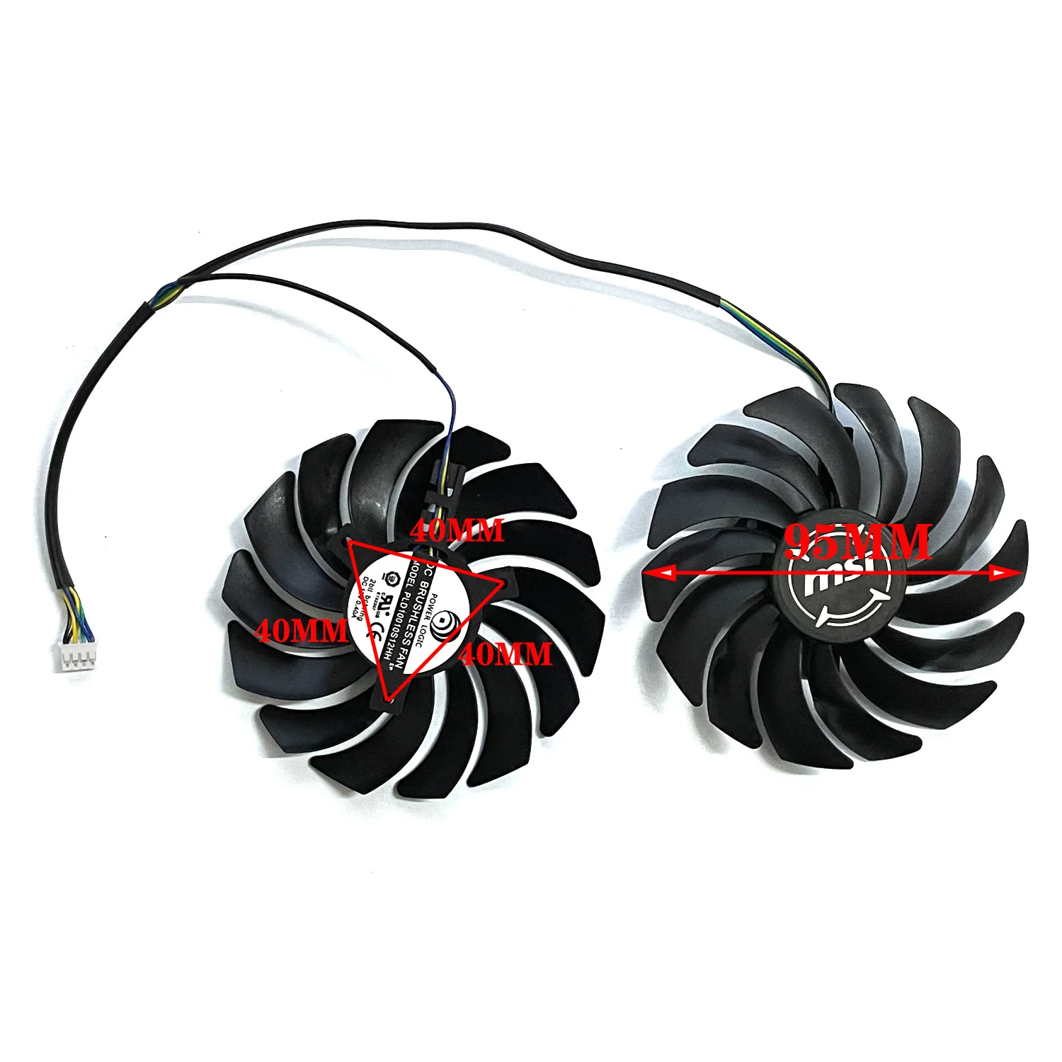 2PCS PLD10010S12HH DC 12V 0.4A 95MM 4PIN RX 5600 GPU 쿨러 MSI RX5600 XT 게임용 그래픽 카드 냉각 팬