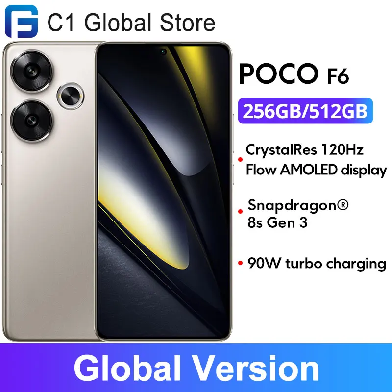 World Premiere POCO F6 Smartphone Global Version Snapdragon®8s Gen 3 NFC 120Hz Flow AMOLED 90W Turbo Charging 5000mAh Battery