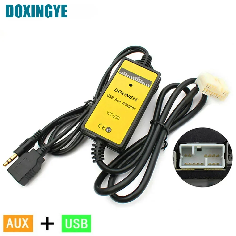 DOXINGYE Radio samochodowe Cyfrowa zmieniarka CD Adapter USB Aux-in Adapter Odtwarzacz MP3 do Honda Accord Civic Odyssey Interfejs 6+8Pin