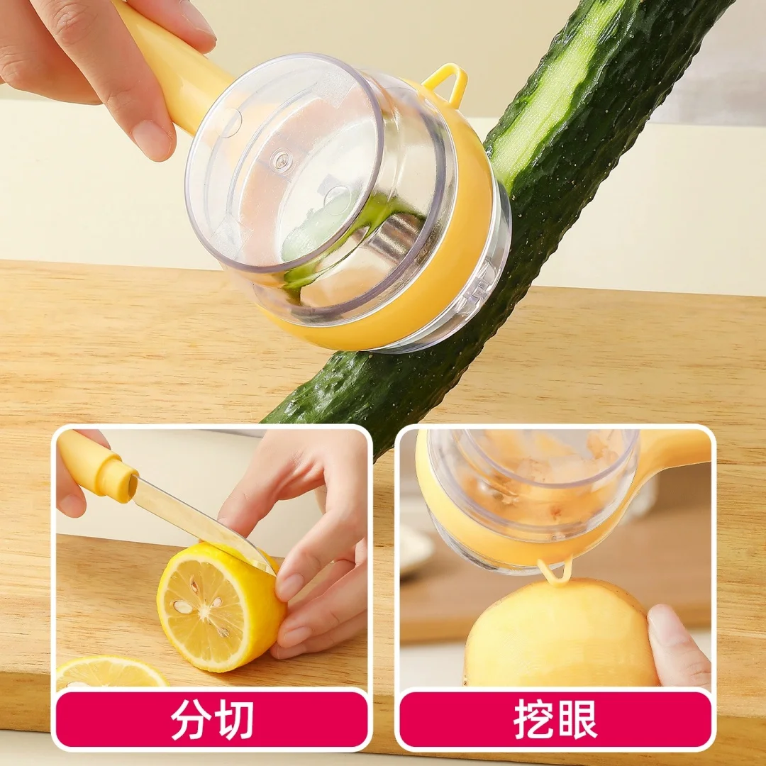 

Кухонная овощечистка 3 в 1, с коробкой для хранения, ручной нож для очистки фруктов, яблок, инструмент для шелушения картофеля, огурца, кухонные аксессуары