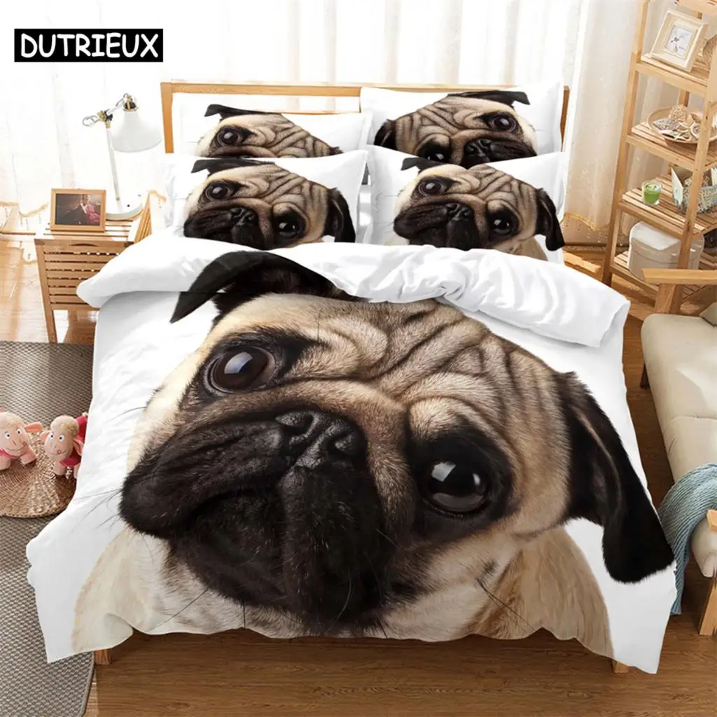 

3D digital printing 2/3pc quilt cover pillowcase double bed set cover quilt Soft Microfiber bedding set Dog