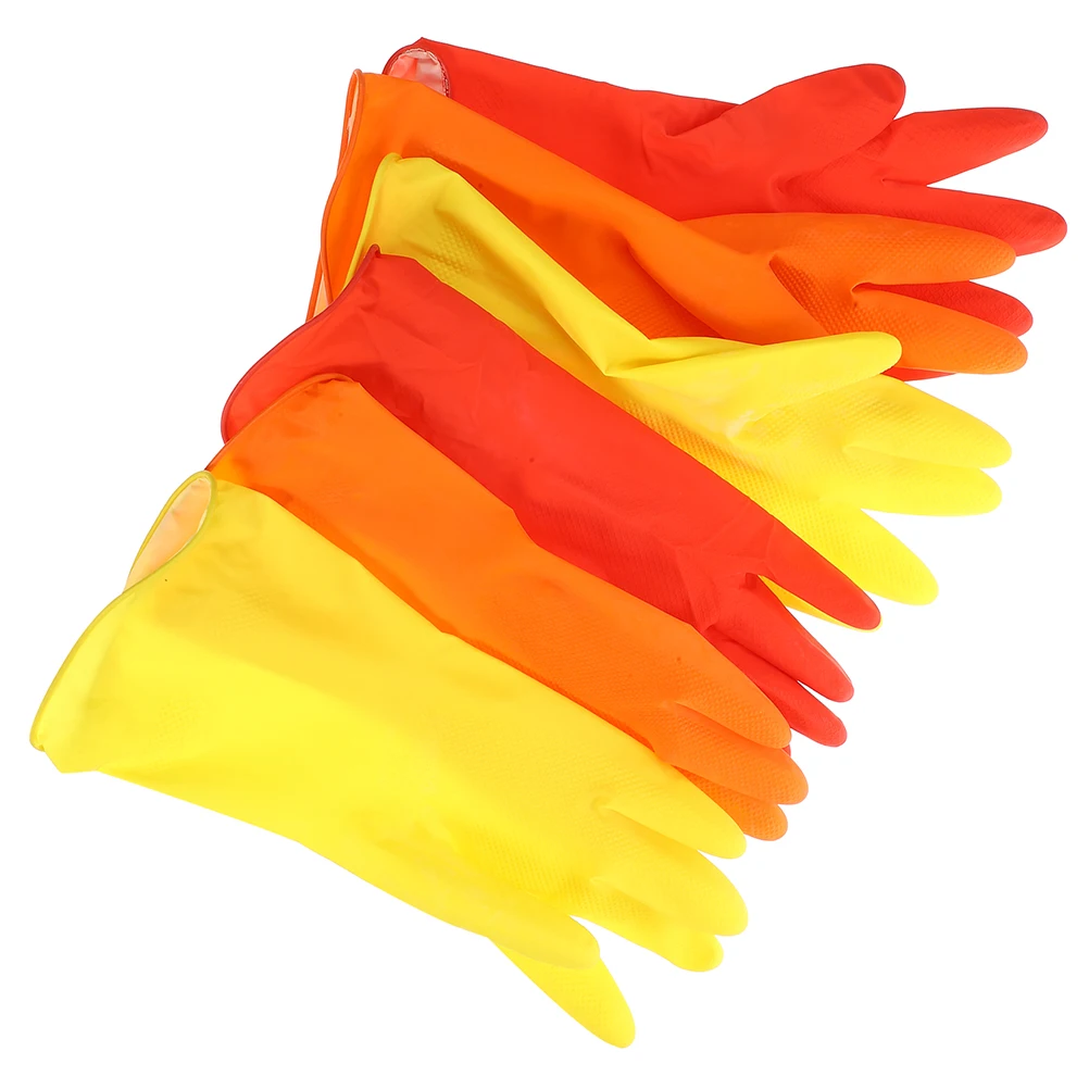 

6pcs Latex Cleaning Gloves Rubber Household Kitchen Dishwashing Design Waterproof Gloves for Laundry Gardening Food