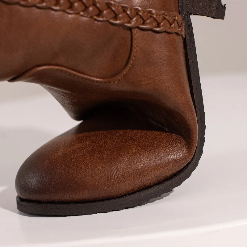 Vintage Knee High Boots Female Sexy High Boots for Women Autumn Winter Black Brown Low Heels Riding Shoes Ladies Big Size 45 48