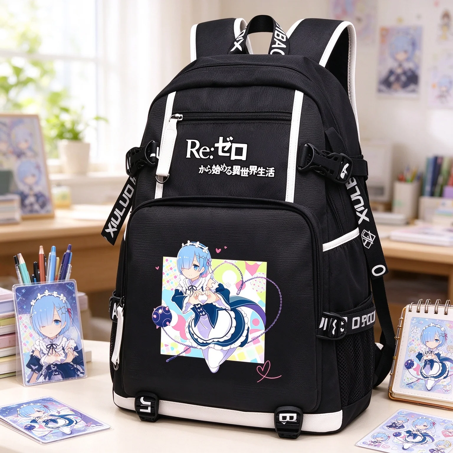 RE:ZERO-STARTING LIFE IN ANOTHER WORLD Anime School Backpack USB Laptop Bagpack Women Travel Back Pack Cartoon REM RAM Bookbag