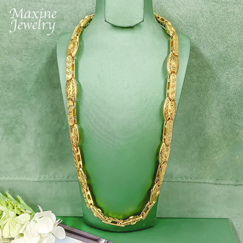 

Длинная золотая цепочка с звеньями, позолоченное ожерелье в стиле хип-хоп, комплект украшений для мужчин, ювелирные изделия для помолвки, роскошные подарки для вечеринок