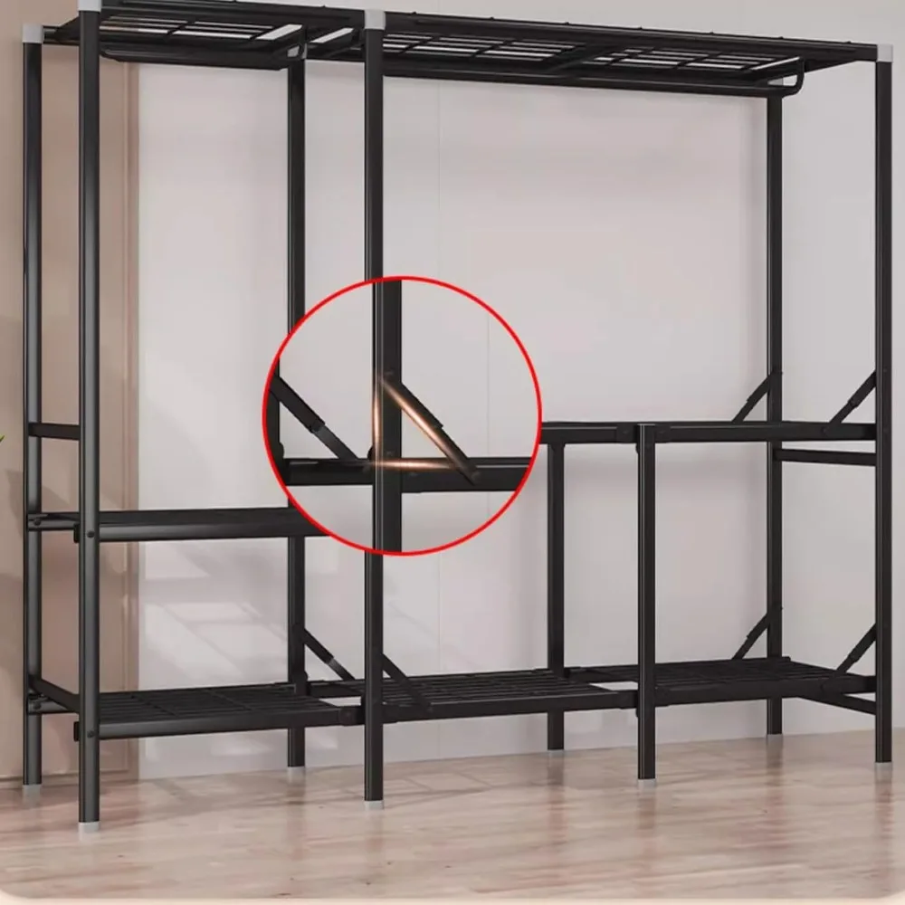 رف خزانة ملابس محمول قابل للطي مع غطاء، حل تخزين قائم بذاته للملابس والمعاطف