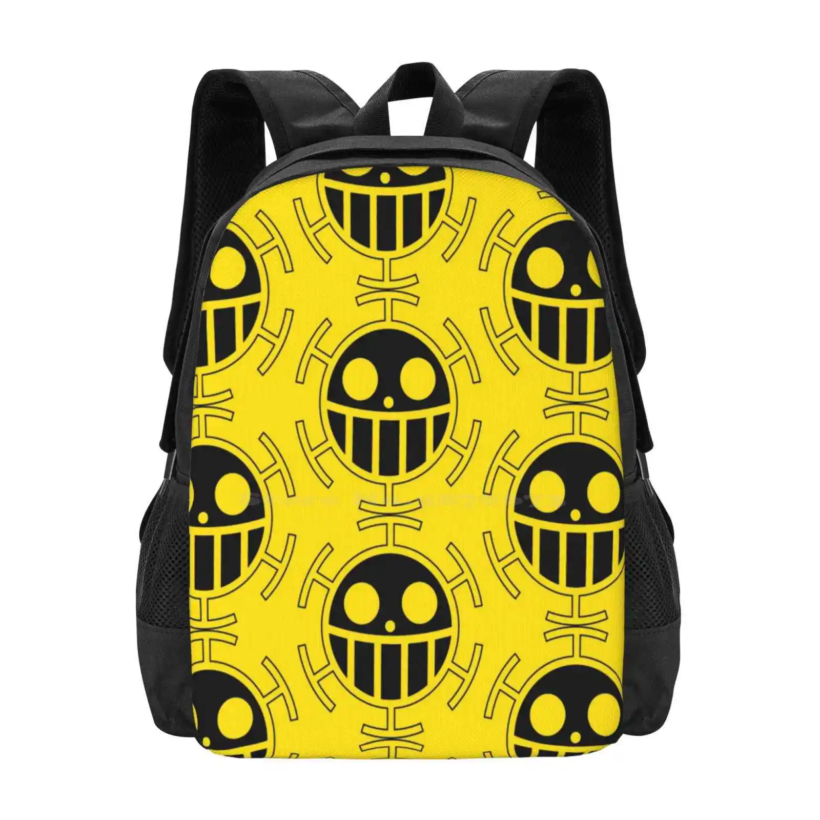 Heart Pirates Jolly Roger 3D Print Design Backpack Student Bag Heart Pirates Trafalgar Law Bepo Penguin Polar Tang Jolly Roger