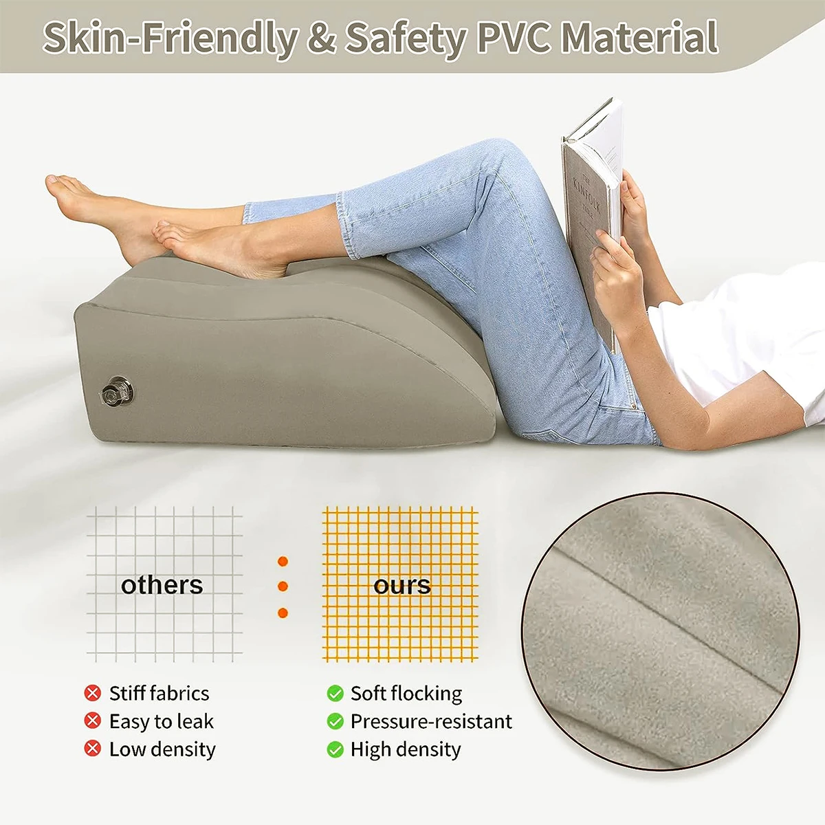 Inflatable Foot Rest 1 Piece Grey Portable Foldable Storage Cushion Suitable For Travel Rest Long Distance Car Trip Use