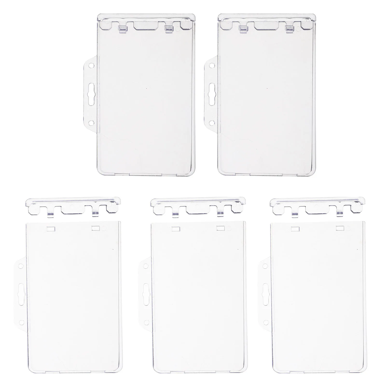 

5 Pcs Clear Card Sleeves Cover Protection Holder Clip Business Badge Id Horizontal Student