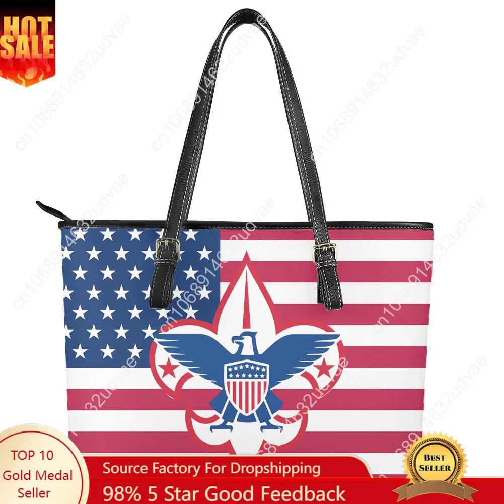 Scouts of America Handbag Womens Mens Personalized Tote Bag Fashion Shoulder Bag Business Commuter Leather Grocery Bag Gift