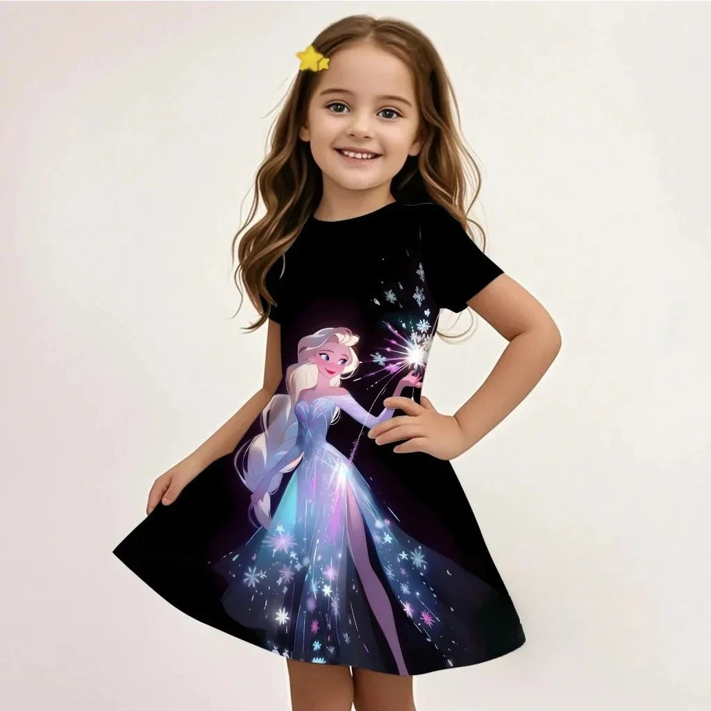 

Модное платье с 3D-принтом Disney Princess 2026, летняя юбка-клеш с 3D-принтом, уличная мода, топ с короткими рукавами