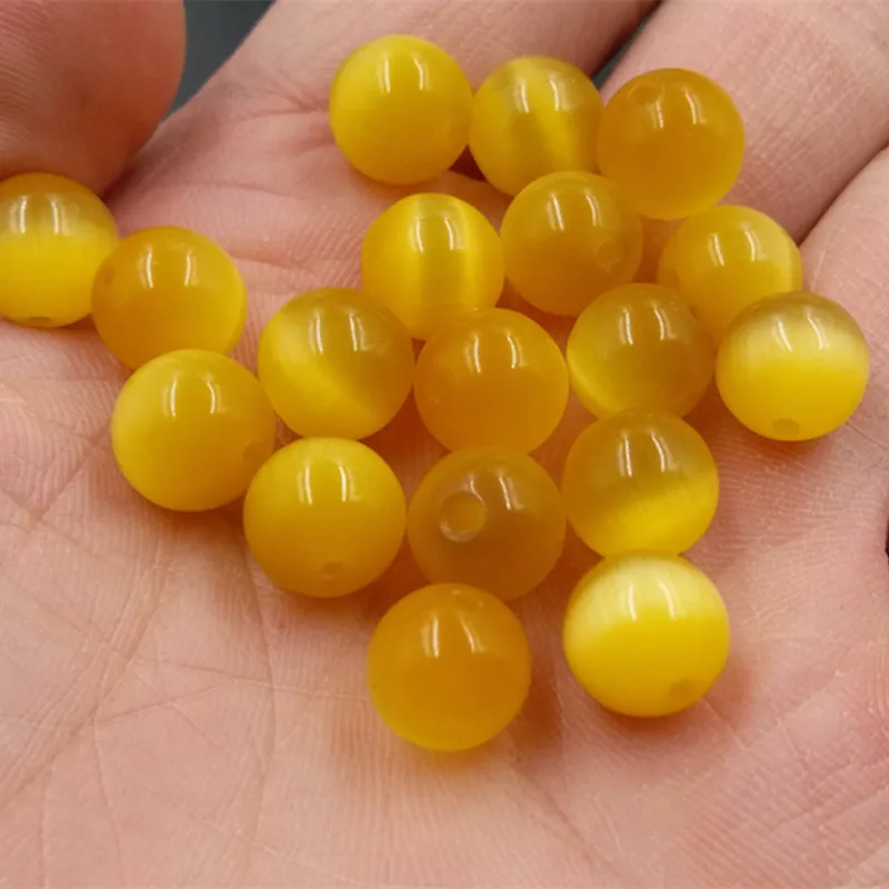 Factory Wholesale Ice-like Yellow Opal Loose round Beads DIYOrnament Accessories Scattered Beads