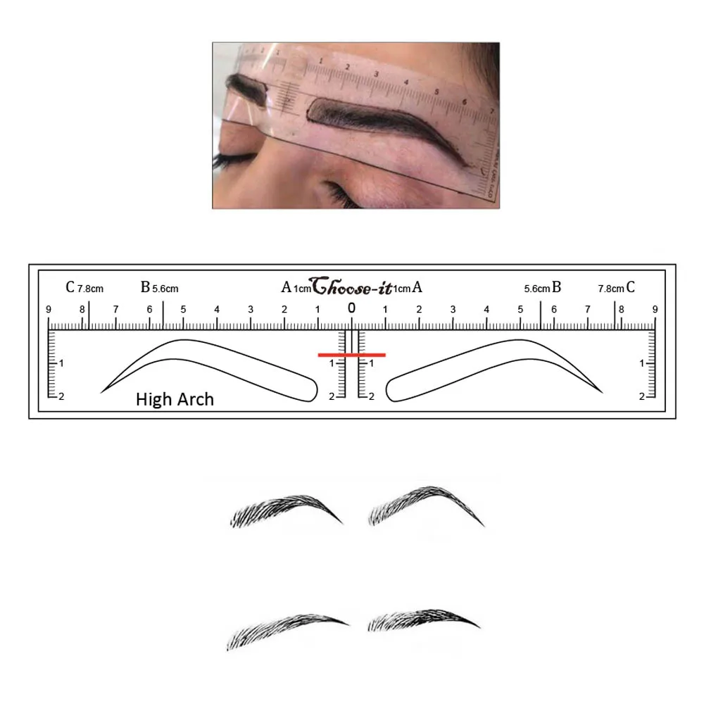 50-teiliges Augenbrauen-Schablonen-Werkzeug – Klebelineal für Microblading-Anleitung und tägliches Make-up, einfach zu verwendende Vorlage für Anfänger