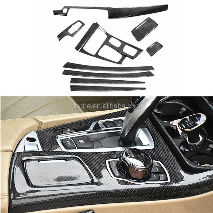 

Carbon Fiber Interior Dashboard Door Trim Covers Strips Decoration Switch Frame For BMW 5 Series F10 F11 2011-2017 LHD