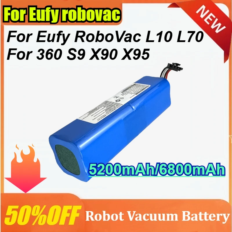 

6800mAh/5200mAh High Capacity Battery for Eufy RoboVac Vacuum Cleaner L10 L70 360 S9 X90 X95 Cleaning Robot Battery