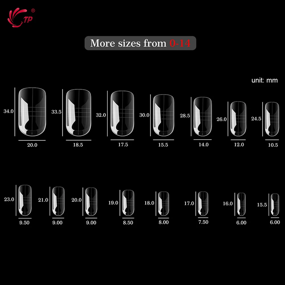 TP 150 Stück Zehen-Doppelnagelformen für Poly-Verlängerungsgel, Zehennagel, Doppelformen, wiederverwendbare Vollabdeckungsformen, Acryl-Topformen, 15 Größen