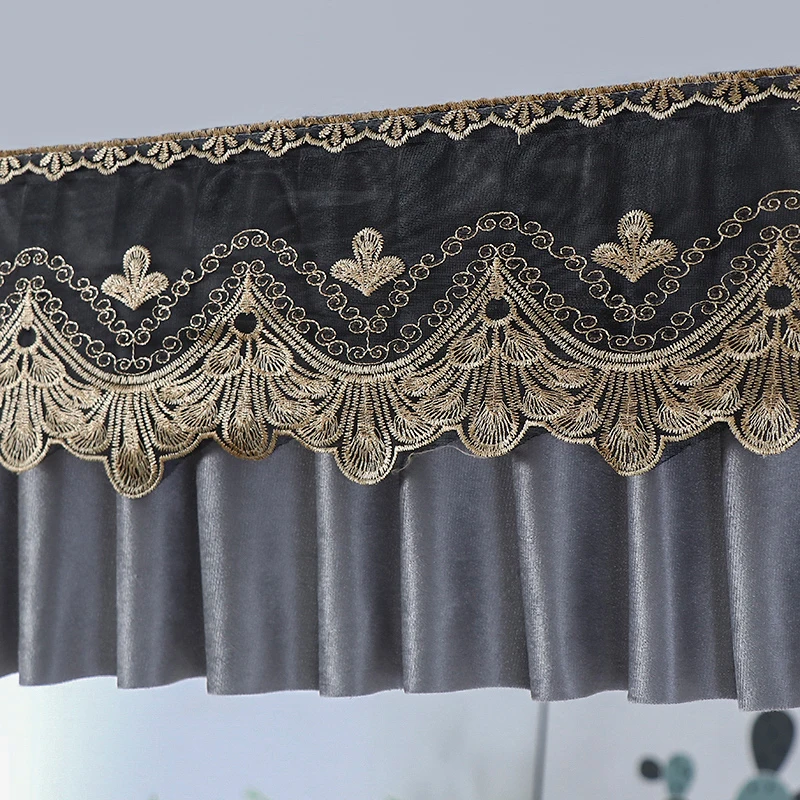 European Style Luxury Velvet Fabric Self-adhesive Curtain Head For Window Door Cabinet Embroidery Lace Short Curtain Room Decor