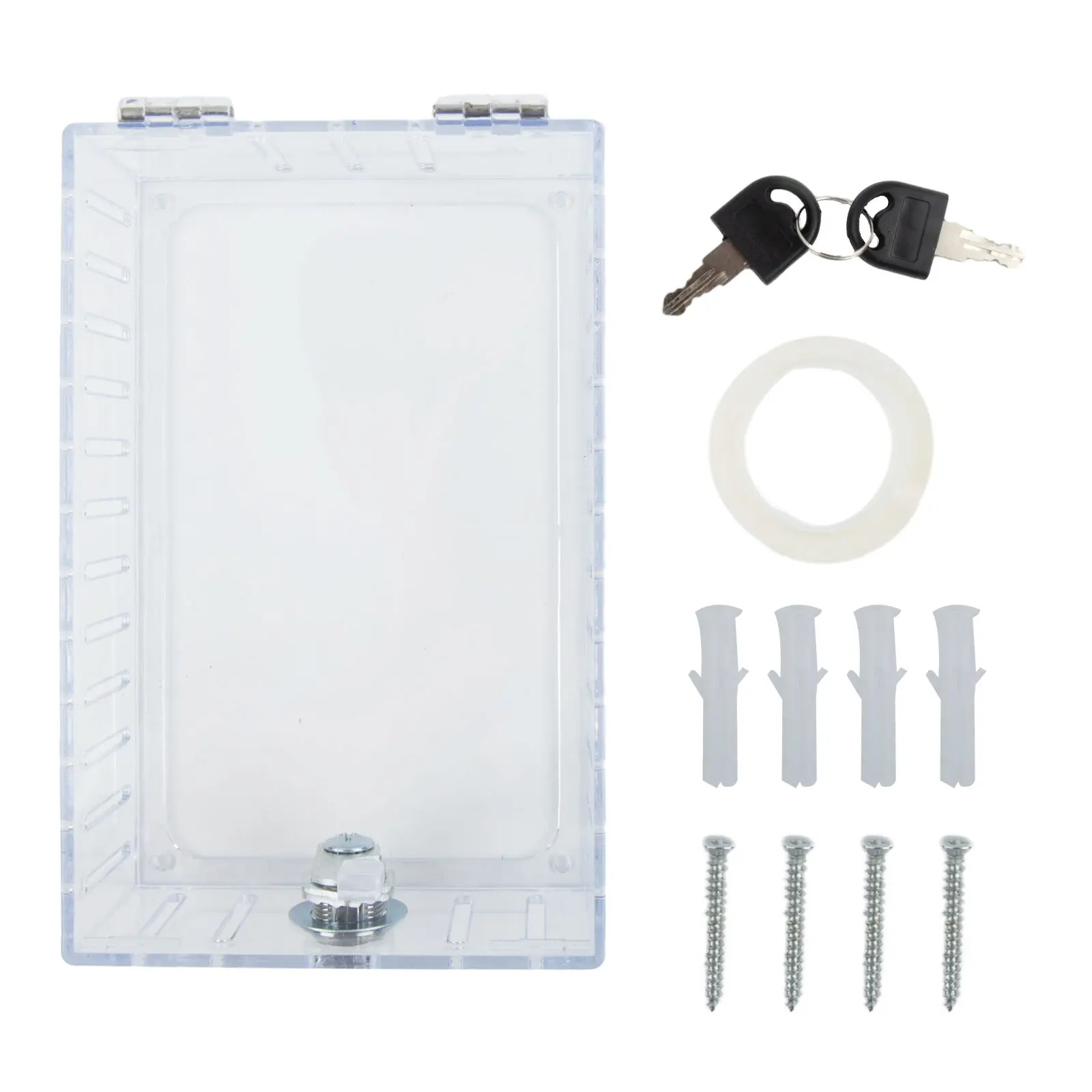 1 Set Clear Acrylic Lock Box Fits Most Thermostats With 2 Keys 7.2*5 Inch Installed Using Punched Hole For Thermostat Protection